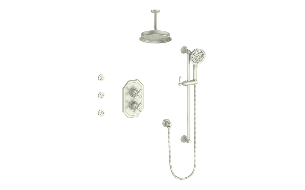 VOGT SET.C1.320.816 Carinthia 3-Way TH Shower Kit with Body Jets and 6" Ceiling Arm