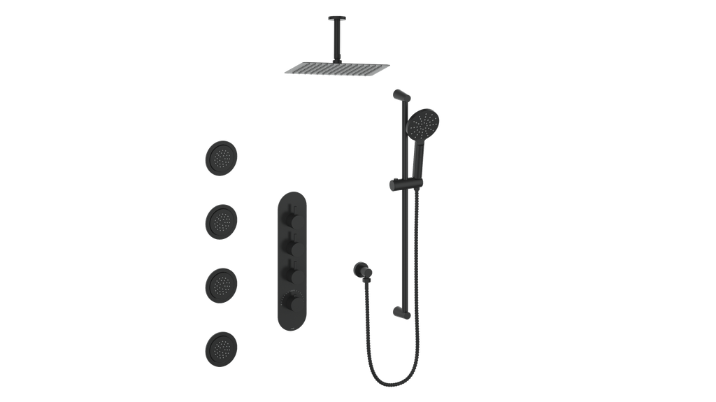 VOGT SET.WL.350.936 Worgl 3/4" High-Flow TH Shower Kit with Body Jets and 6" Ceiling Arm