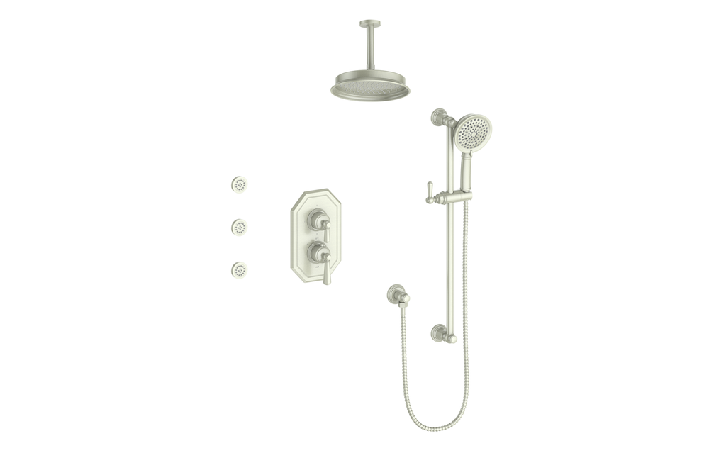 VOGT SET.C1.320.816 Carinthia 3-Way TH Shower Kit with Body Jets and 6" Ceiling Arm