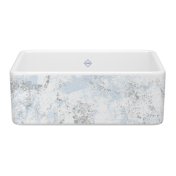 SHAWS MS3018 30 Inch Shaker White Single Bowl Farmhouse Apron Front Fireclay Kitchen Sink With Patina Design Secondary image