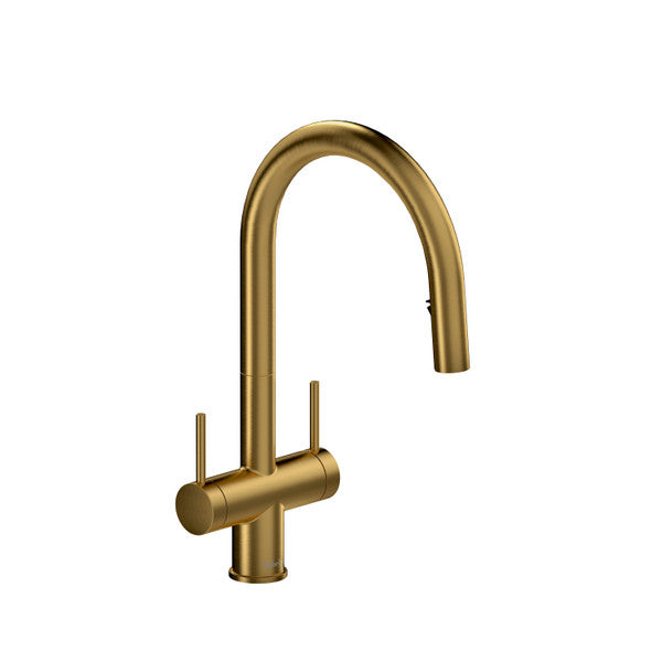 RIOBEL AZ801 Azure Two Handle Pull-Down Kitchen Faucet With C-Spout