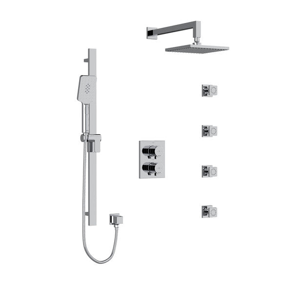 RIOBEL KIT446PXTQ Paradox Type T/P (Thermostatic/Pressure Balance) Double Coaxial System With Hand Shower Rail 4 Body Jets And Shower Head Secondary image