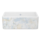 SHAWS MS3018 30 Inch Shaker White Single Bowl Farmhouse Apron Front Fireclay Kitchen Sink With Patina Design
