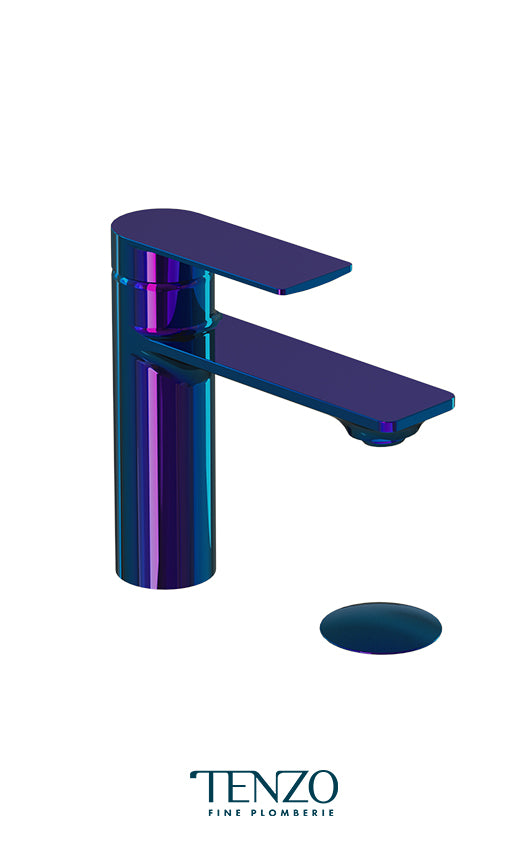 TENZO GL11-P-PB Glam Single Hole Lavatory Faucet Polished Blue With (Overflow) Drain Main image