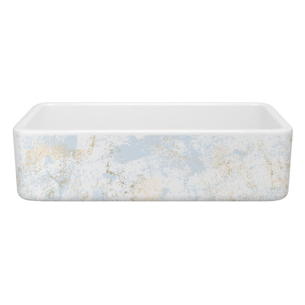 SHAWS RC3618 36 Inch Lancaster White Single Bowl Farmhouse Apron Front Fireclay Kitchen Sink With Patina Design Main image