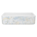 SHAWS RC3618 36 Inch Lancaster White Single Bowl Farmhouse Apron Front Fireclay Kitchen Sink With Patina Design
