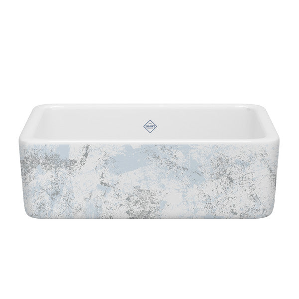 SHAWS RC3018 30 Inch Lancaster White Single Bowl Farmhouse Apron Front Fireclay Kitchen Sink With Patina Design Secondary image