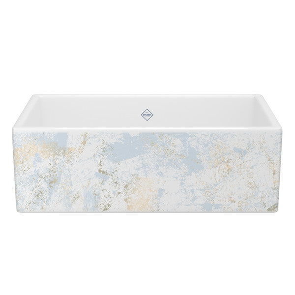 SHAWS MS3318 33 Inch Shaker White Single Bowl Apron Front Fireclay Kitchen Sink With Patina Design Main image