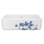 SHAWS RC3318 33 Inch Lancaster White Single Bowl Farmhouse Apron Front Fireclay Kitchen Sink With Eucalyptus Design