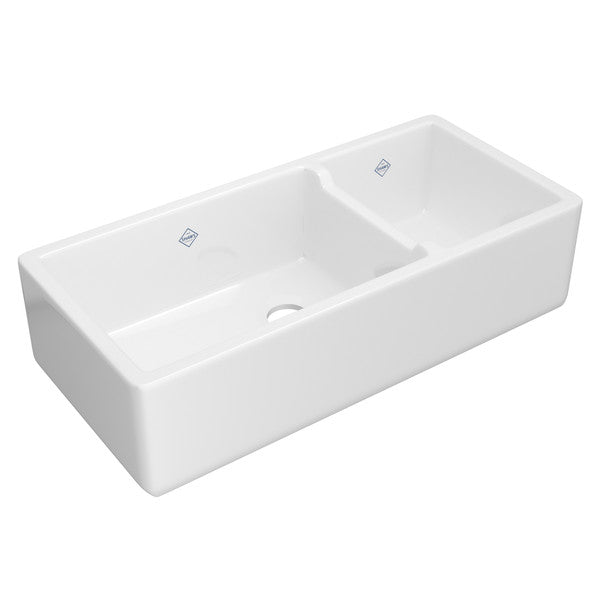 SHAWS RC4019 Original Lancaster Two Bowl Farmhouse Apron Front Fireclay Kitchen Sink
