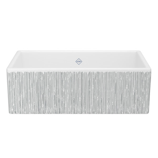SHAWS MS3318 33 Inch Shaker White Single Bowl Apron Front Fireclay Kitchen Sink With Lines Design Secondary image
