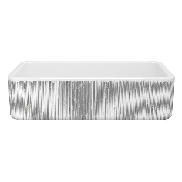 SHAWS RC3618 36 Inch Lancaster White Single Bowl Farmhouse Apron Front Fireclay Kitchen Sink With Lines Design