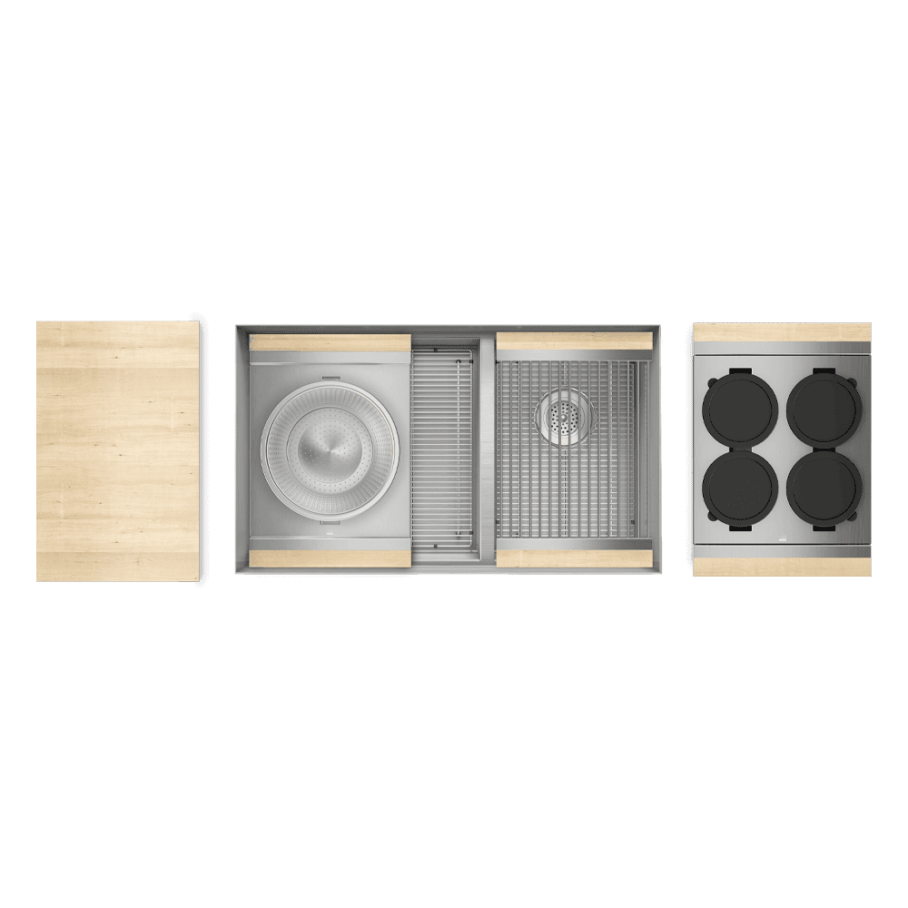 HOME REFINEMENTS 005421 Undermount Double Bowl Kitchen Sink With Maple Accessories, L18"X18"X10" R12"X18"X10" Main image