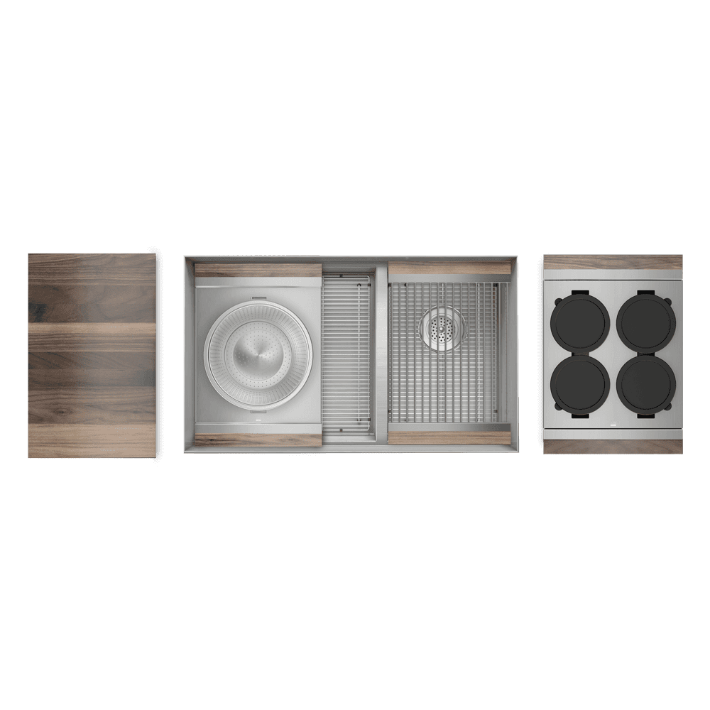 HOME REFINEMENTS 005471 Undermount Double Bowl Kitchen Sink With Walnut Accessories, L18"X18"X10" R12"X18"X10" Main image