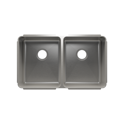 HOME REFINEMENTS 003232 Undermount Classic Double Bowl Kitchen Sink, L15"X18"X10" R15"X18"X10"
