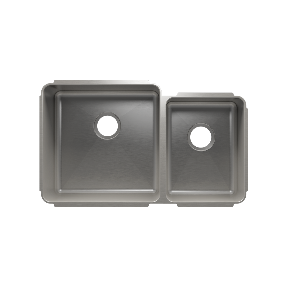 HOME REFINEMENTS 003233 Undermount Classic Double Bowl Kitchen Sink, L18"X18"X10" R12"X16"X8" Main image