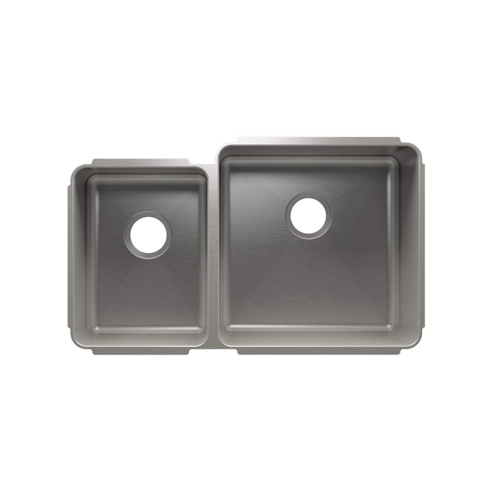 HOME REFINEMENTS 003234 Undermount Classic Double Bowl Kitchen Sink, L12"X16"X8" R18"X18"X10" Main image