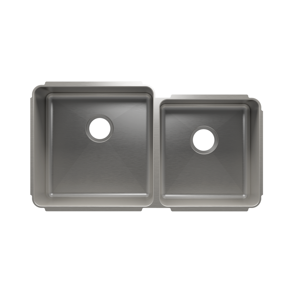 HOME REFINEMENTS 003236 Undermount Classic Double Bowl Kitchen Sink, L18"X18"X10" R15"X16"X8" Main image