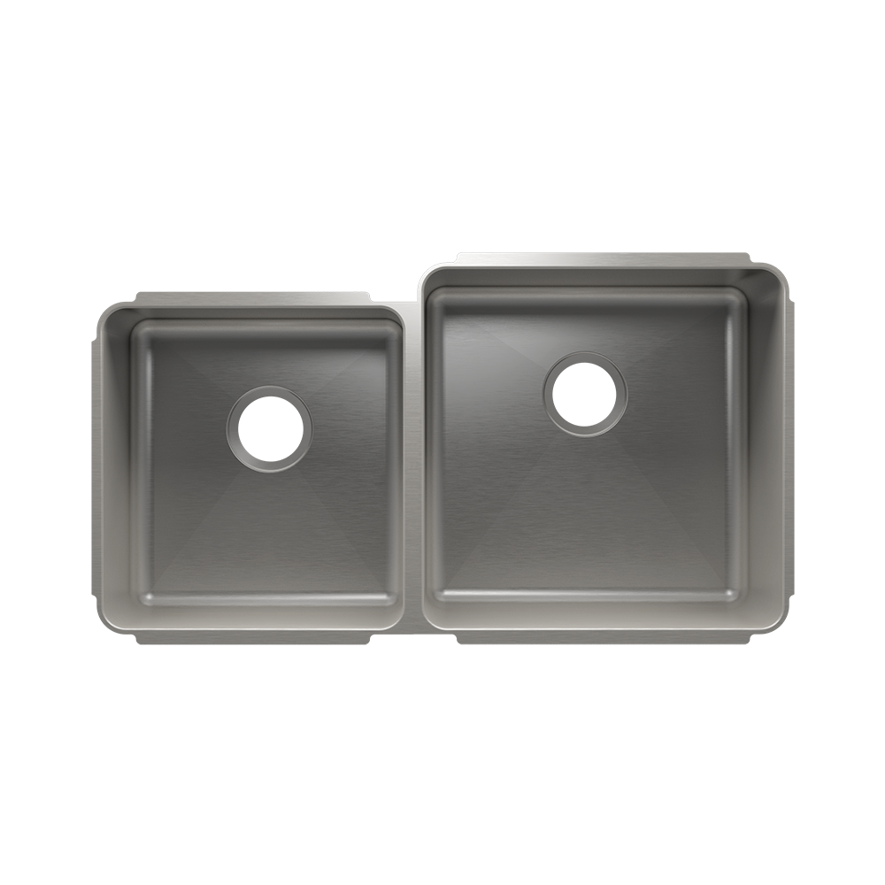 HOME REFINEMENTS 003237 Undermount Classic Double Bowl Kitchen Sink, L15"X16"X8" R18"X18"X10" Main image