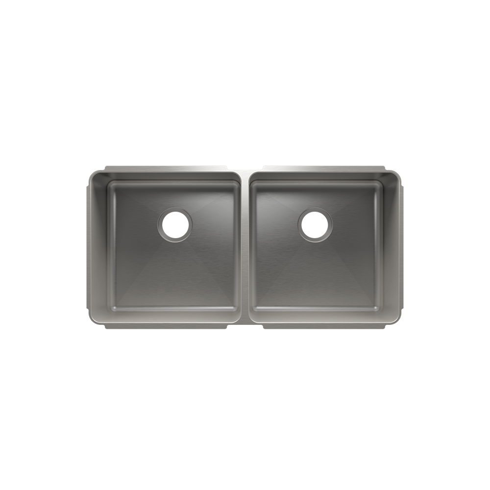 HOME REFINEMENTS 003238 Undermount Classic Double Bowl Kitchen Sink, L18"X18"X10" R18"X18"X10" Main image