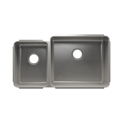 HOME REFINEMENTS 003241 Undermount Classic Double Bowl Kitchen Sink, L12"X16"X8" R21"X18"X10"