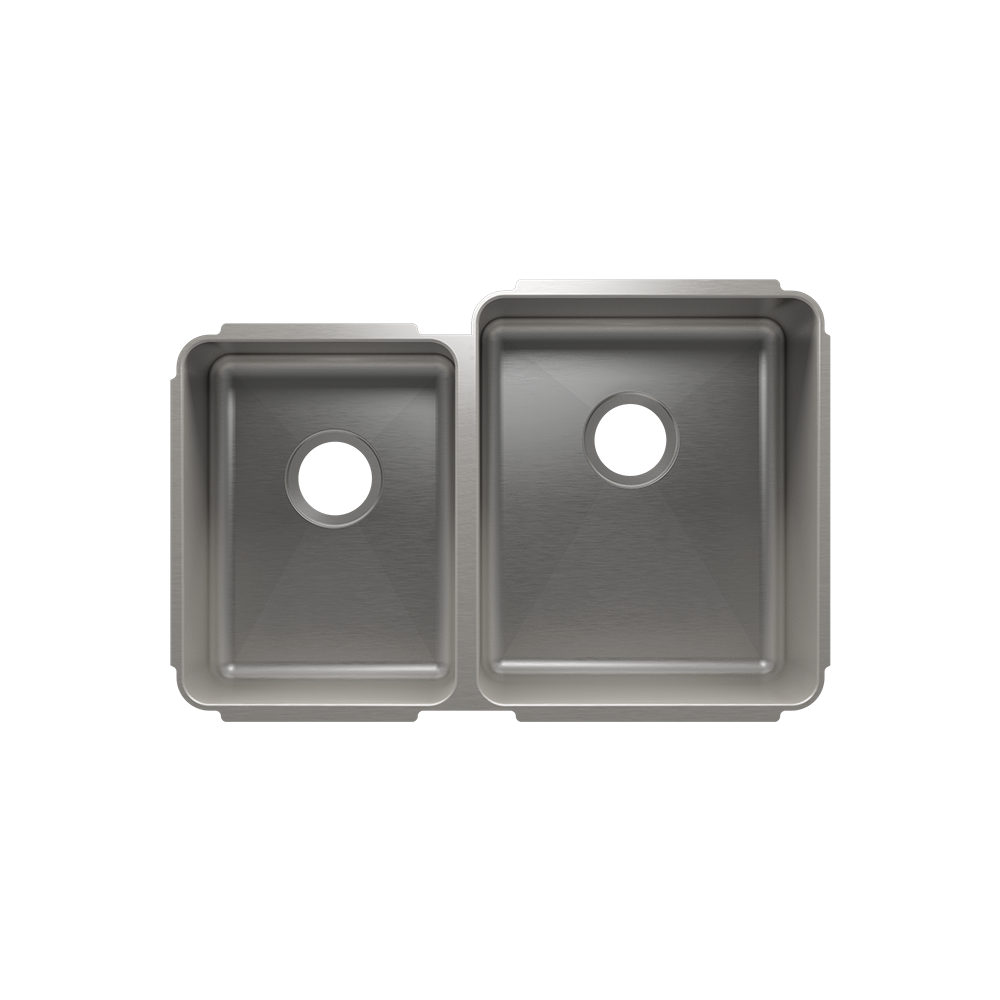 HOME REFINEMENTS 003247 Undermount Classic Double Bowl Kitchen Sink, L12"X16"X8" R15"X18"X10" Main image