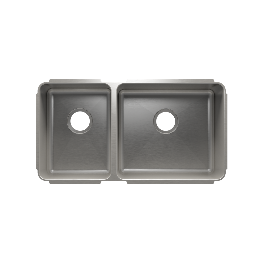HOME REFINEMENTS 003248 Undermount Classic Double Bowl Kitchen Sink, L12"X16"X8" R18"X16"X10" Main image