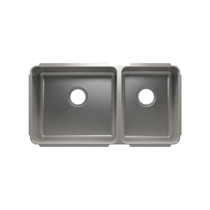 HOME REFINEMENTS 003254 Undermount Classic Double Bowl Kitchen Sink, L18"X16"X10" R12"X16"X8"