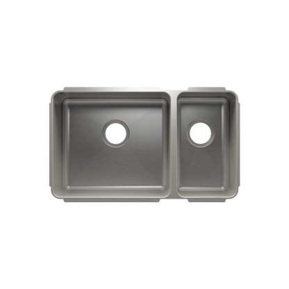 HOME REFINEMENTS 003256 Undermount Classic Double Bowl Kitchen Sink, L18"X16"X10" R9"X16"X8"
