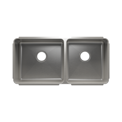 HOME REFINEMENTS 003281 Undermount Classic Double Bowl Kitchen Sink, L18"X16"X8" R15"X16"X8"