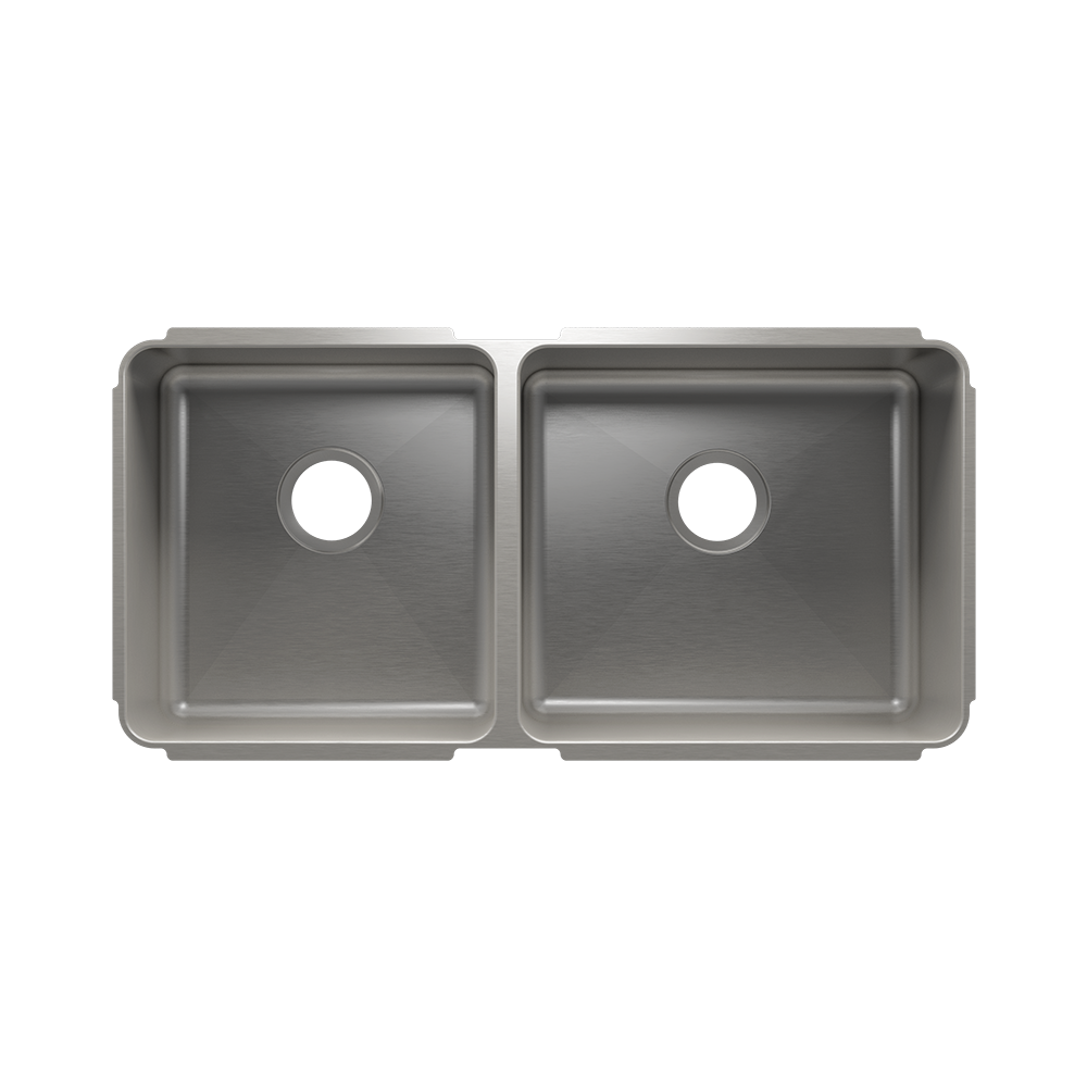 HOME REFINEMENTS 003282 Undermount Classic Double Bowl Kitchen Sink, L15"X16"X8" R18"X16"X8"
