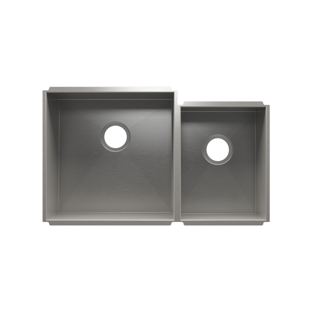 HOME REFINEMENTS 003638 Undermount Urbanedge Double Bowl Kitchen Sink, L18"X18"X10" R12"X16"X8" Main image