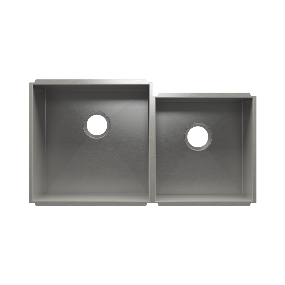 HOME REFINEMENTS 003640 Undermount Urbanedge Double Bowl Kitchen Sink, L18"X18"X10" R15"X16"X8"