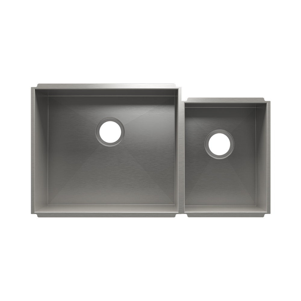 HOME REFINEMENTS 003643 Undermount Urbanedge Double Bowl Kitchen Sink, L21"X18"X10" R12"X16"X8"