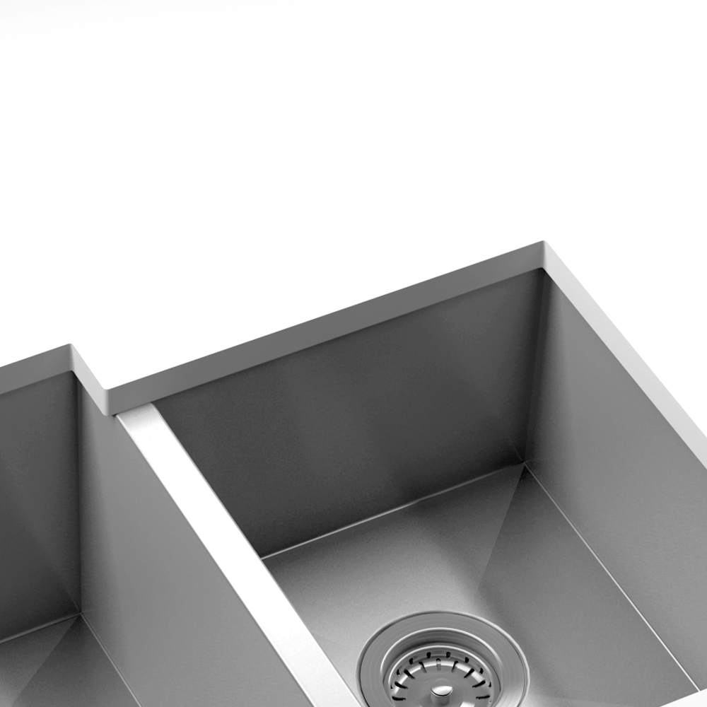 HOME REFINEMENTS 003644 Undermount Urbanedge Double Bowl Kitchen Sink, L12"X16"X8" R21"X18"X10" Main image