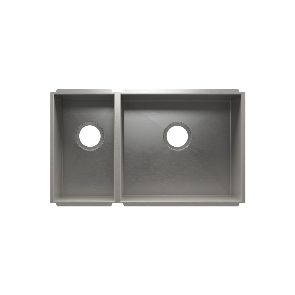 HOME REFINEMENTS 003648 Undermount Urbanedge Double Bowl Kitchen Sink, L9"X16"X8" R18"X16"X10"