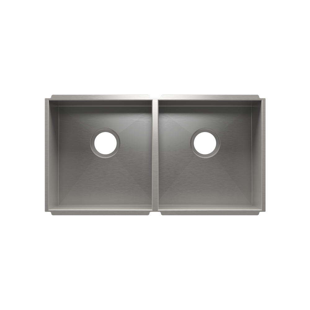 HOME REFINEMENTS 003653 Undermount Urbanedge Double Bowl Kitchen Sink, L15"X16"X8" R15"X16"X8"