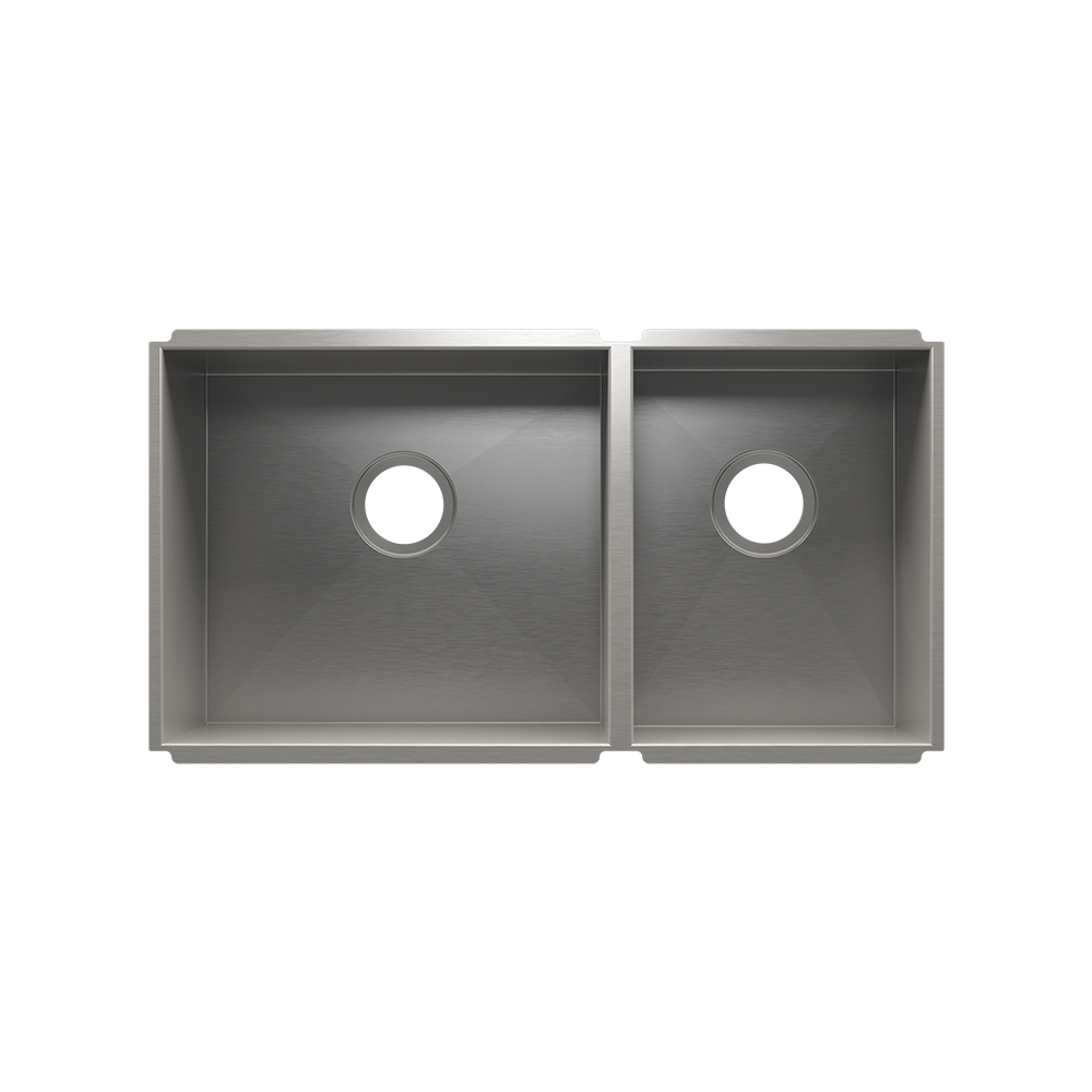 HOME REFINEMENTS 003658 Undermount Urbanedge Double Bowl Kitchen Sink, L18"X16"X10" R12"X16"X8" Main image