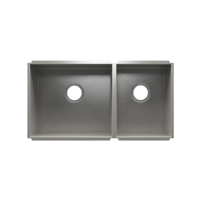 HOME REFINEMENTS 003677 Undermount Urbanedge Double Bowl Kitchen Sink, L18"X16"X8" R12"X16"X8"