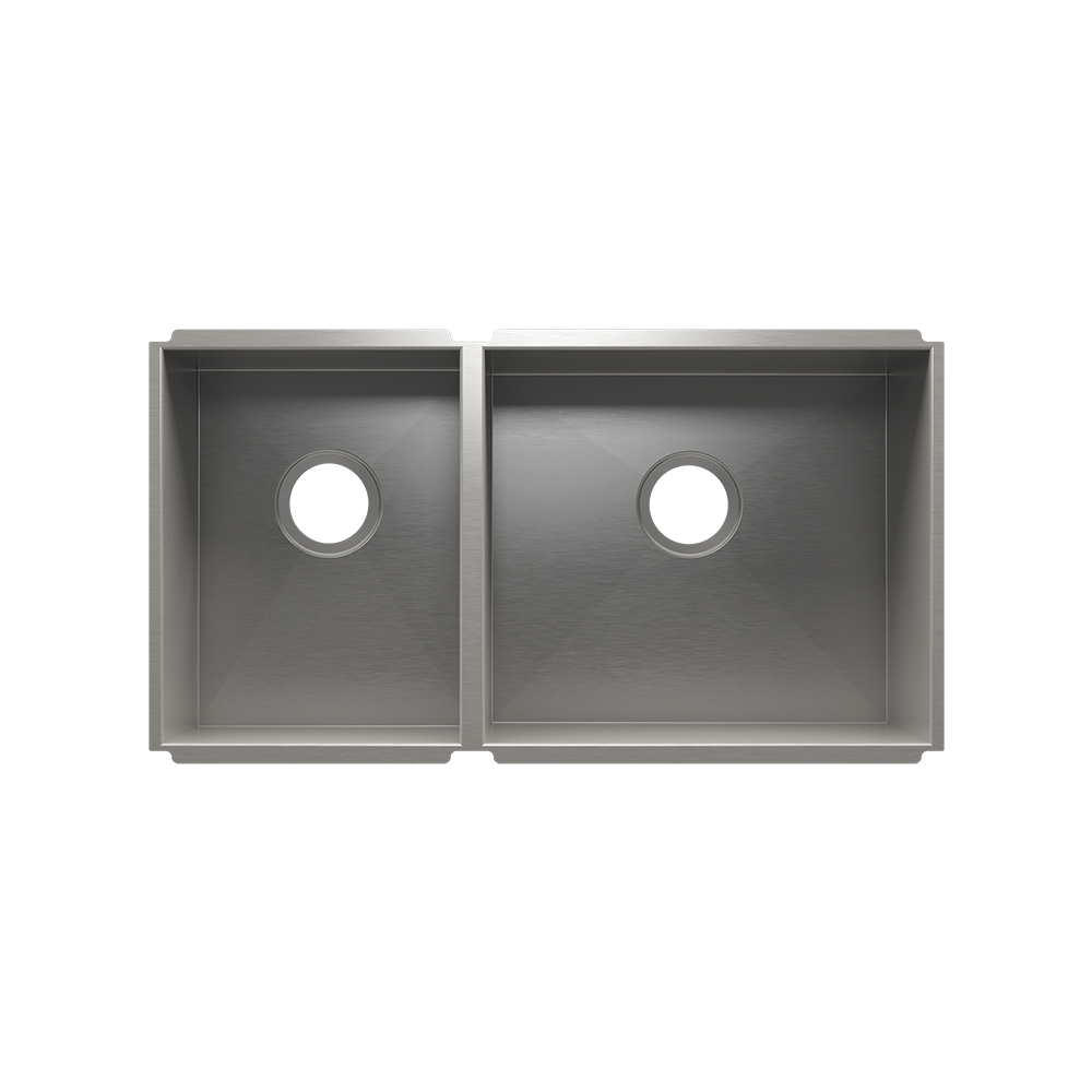 HOME REFINEMENTS 003678 Undermount Urbanedge Double Bowl Kitchen Sink, L12"X16"X8" R18"X16"X8" Main image