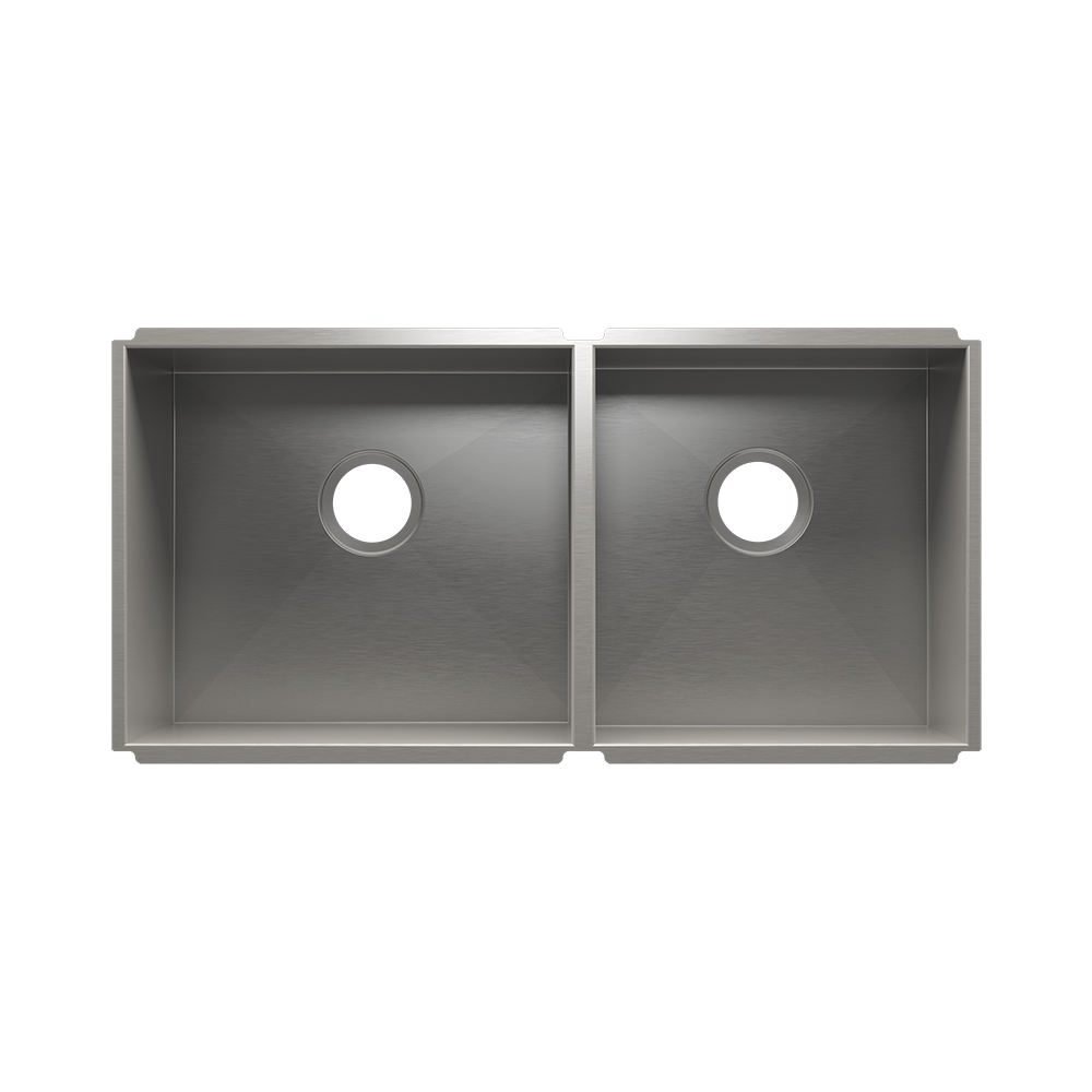 HOME REFINEMENTS 003679 Undermount Urbanedge Double Bowl Kitchen Sink, L18"X16"X8" R15"X16"X8" Main image