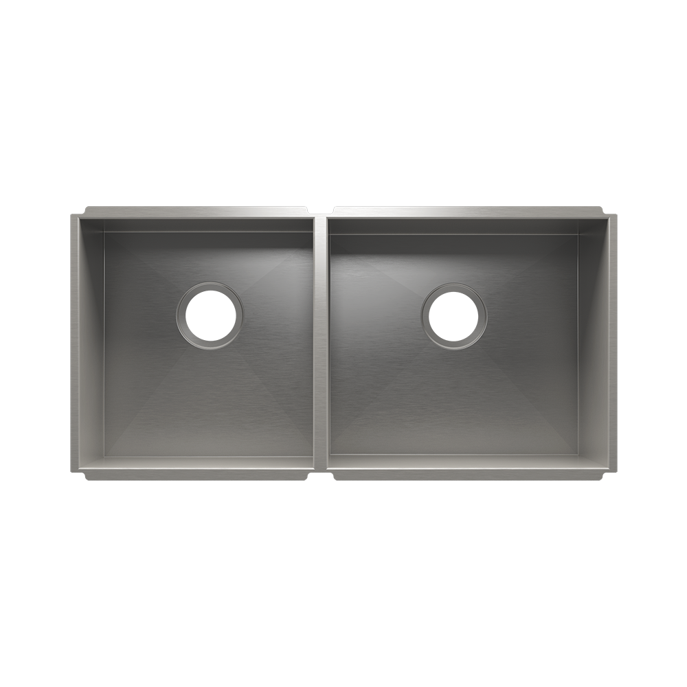 HOME REFINEMENTS 003681 Undermount Urbanedge Double Bowl Kitchen Sink, L15"X16"X8" R18"X16"X8"