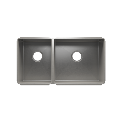 HOME REFINEMENTS 003936 Undermount J7 Double Bowl Kitchen Sink, L12"X16"X8" R18"X16"X8"