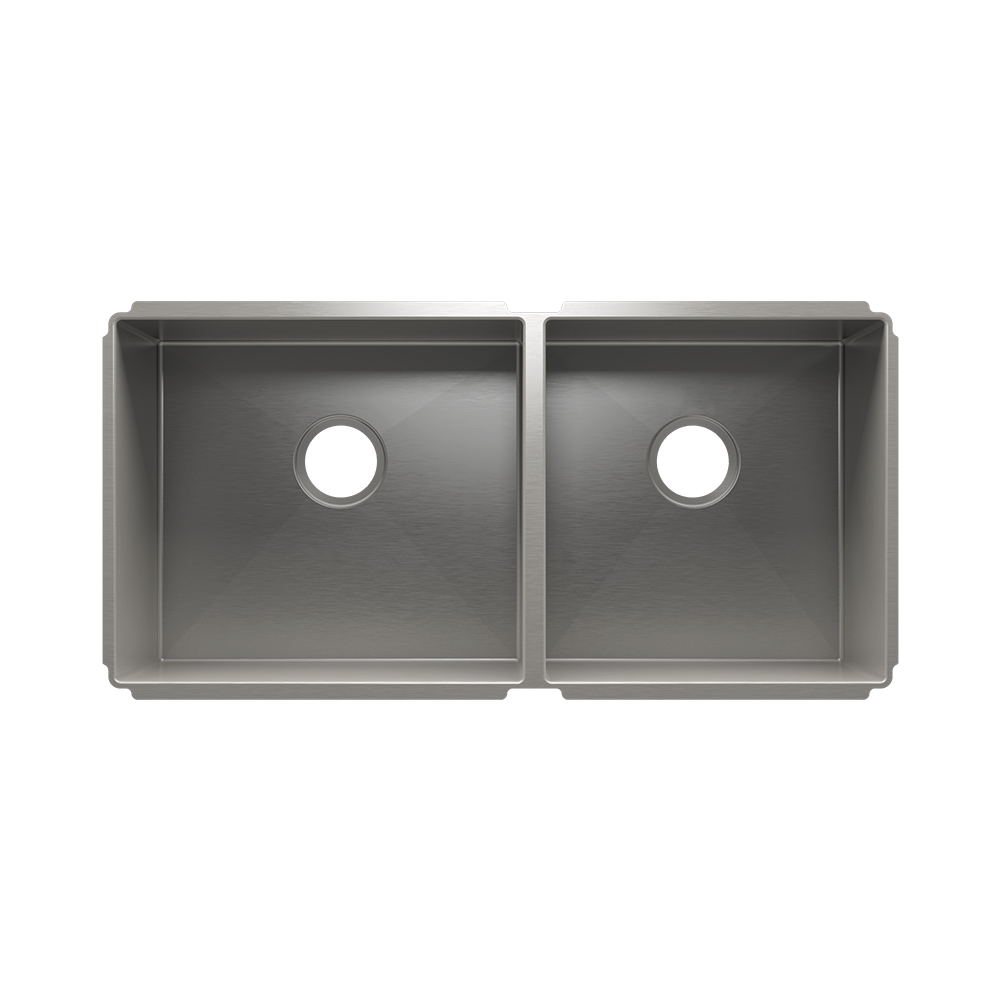 HOME REFINEMENTS 003947 Undermount J7 Double Bowl Kitchen Sink, L18"X16"X8" R15"X16"X8" Main image