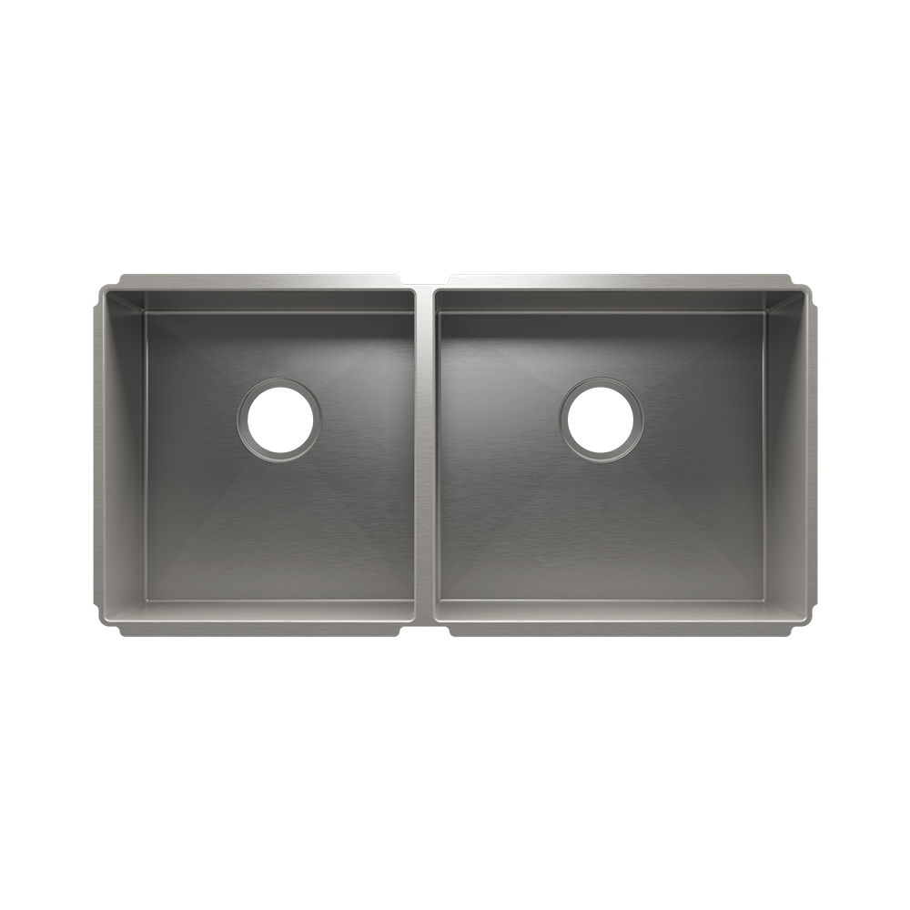HOME REFINEMENTS 003948 Undermount J7 Double Bowl Kitchen Sink, L15"X16"X8" R18"X16"X8" Main image