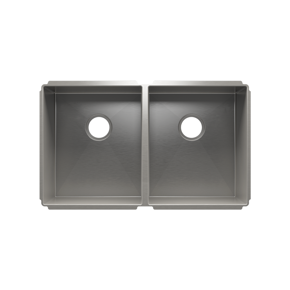 HOME REFINEMENTS 003949 Undermount J7 Double Bowl Kitchen Sink, L15"X18"X10" R15"X18"X10" Main image