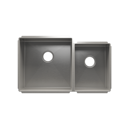 HOME REFINEMENTS 003952 Undermount J7 Double Bowl Kitchen Sink, L18"X18"X10" R12"X16"X8"