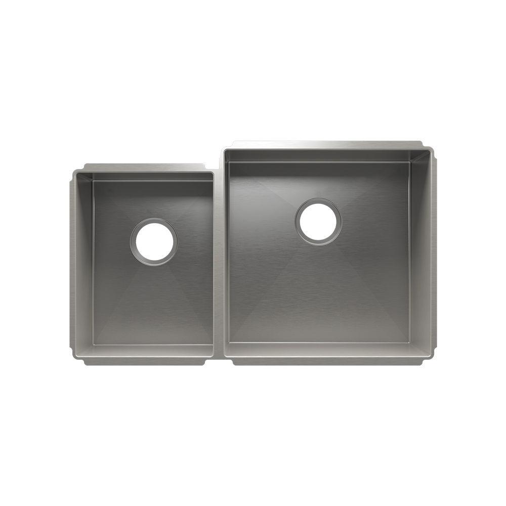 HOME REFINEMENTS 003953 Undermount J7 Double Bowl Kitchen Sink, L12"X16"X8" R18"X18"X10" Main image