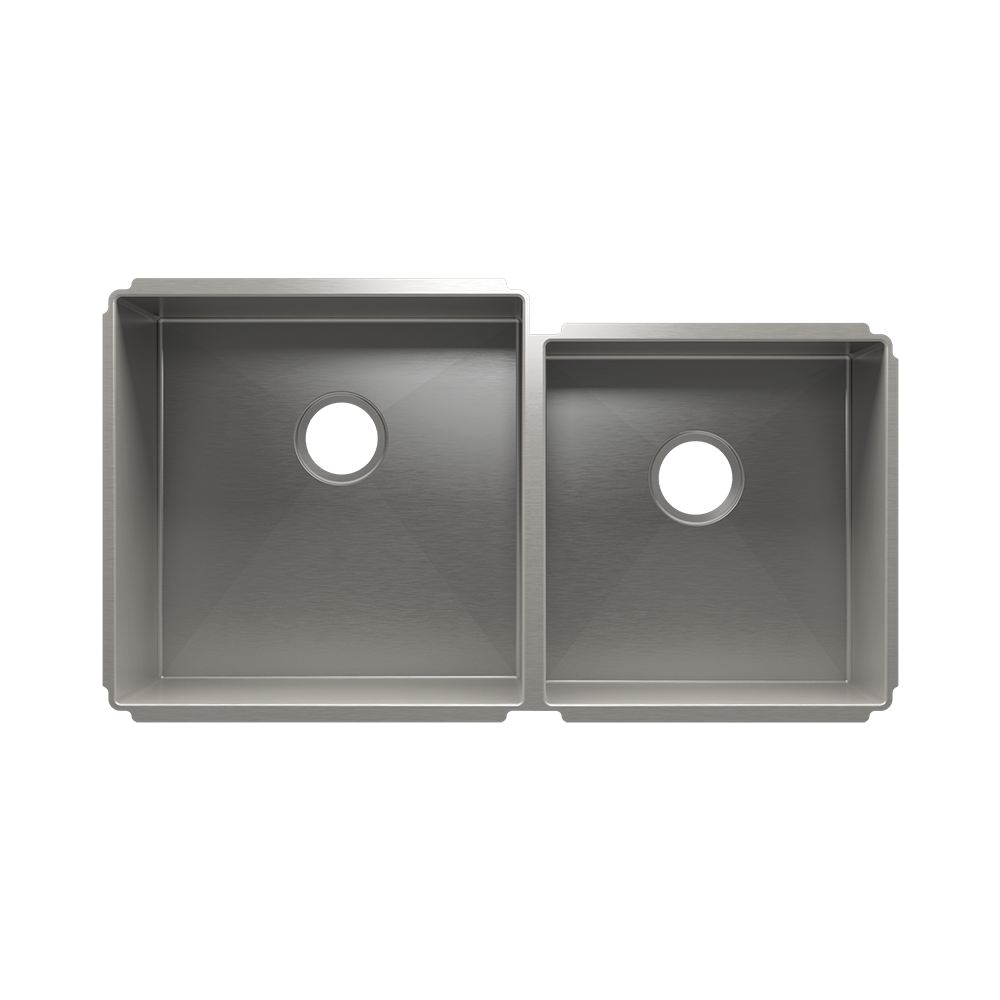 HOME REFINEMENTS 003954 Undermount J7 Double Bowl Kitchen Sink, L18"X18"X10" R15"X16"X8" Main image