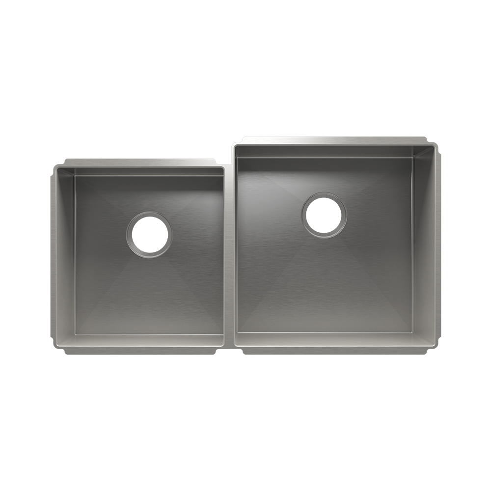 HOME REFINEMENTS 003957 Undermount J7 Double Bowl Kitchen Sink, L15"X16"X8" R18"X18"X10"